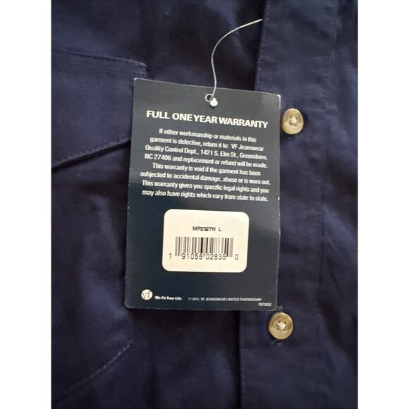 NEW Wrangler Shirt Vintage Blue Shirt Cowboy Button L Spell Out Logo MP2327N - Picture 4 of 10